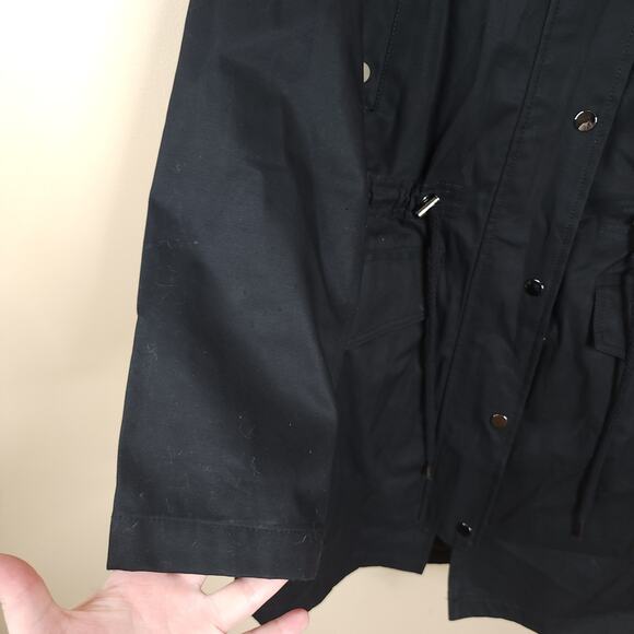 ASOS Faux Fur Hood Drawstring Parka Coat in Black Size 6 - Picture 6 of 15